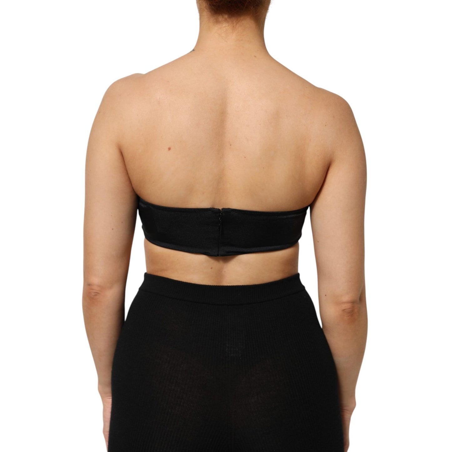 Dolce & Gabbana Black Nylon Blend Bandeau Strapless Tube Top