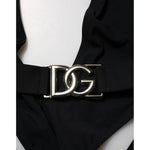 Dolce & Gabbana Black Nylon Deep V-Neck One Piece Swimwear