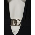 Dolce & Gabbana Black Nylon Deep V-Neck One Piece Swimwear