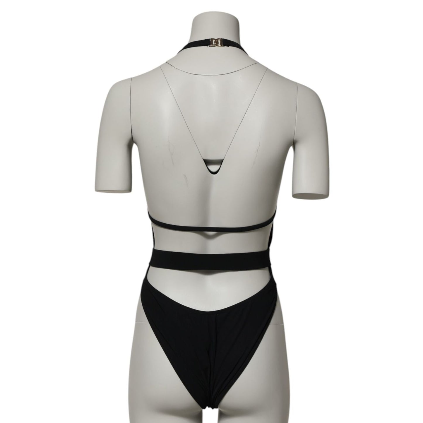 Dolce & Gabbana Black Nylon Deep V-Neck One Piece Swimwear