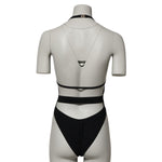 Dolce & Gabbana Black Nylon Deep V-Neck One Piece Swimwear
