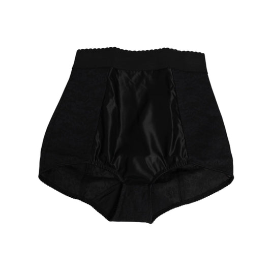Dolce & Gabbana Black Nylon High Waist Short Panty Underwear, stylish and elegant black lingerie with high waist design.