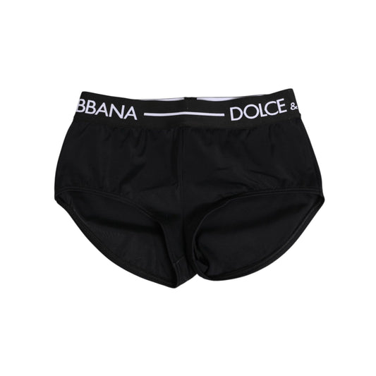 Dolce & Gabbana Black Nylon Logo Waistband Shorts Underwear in stylish design.