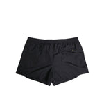 Dolce & Gabbana Black Nylon Side Logo Tape Shorts Swimwear featuring elastic drawstring waist and zip pocket, stylish and comfortable design.