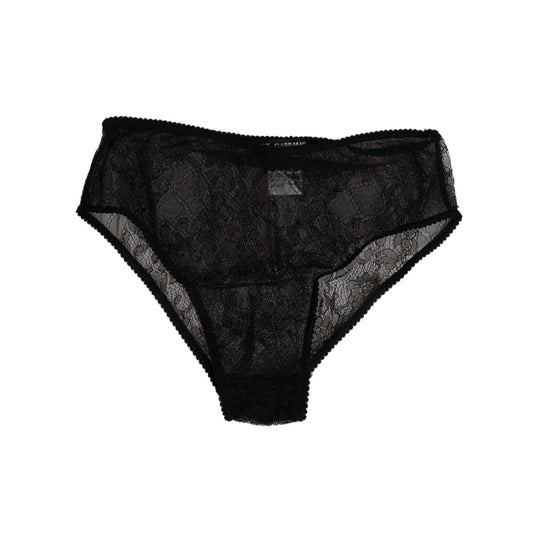 Dolce & Gabbana Black Nylon Stretch High Waist Panty Underwear, elegant lace design