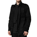 Dolce & Gabbana Black Polka Dot Collar Tie Neck Casual Shirt