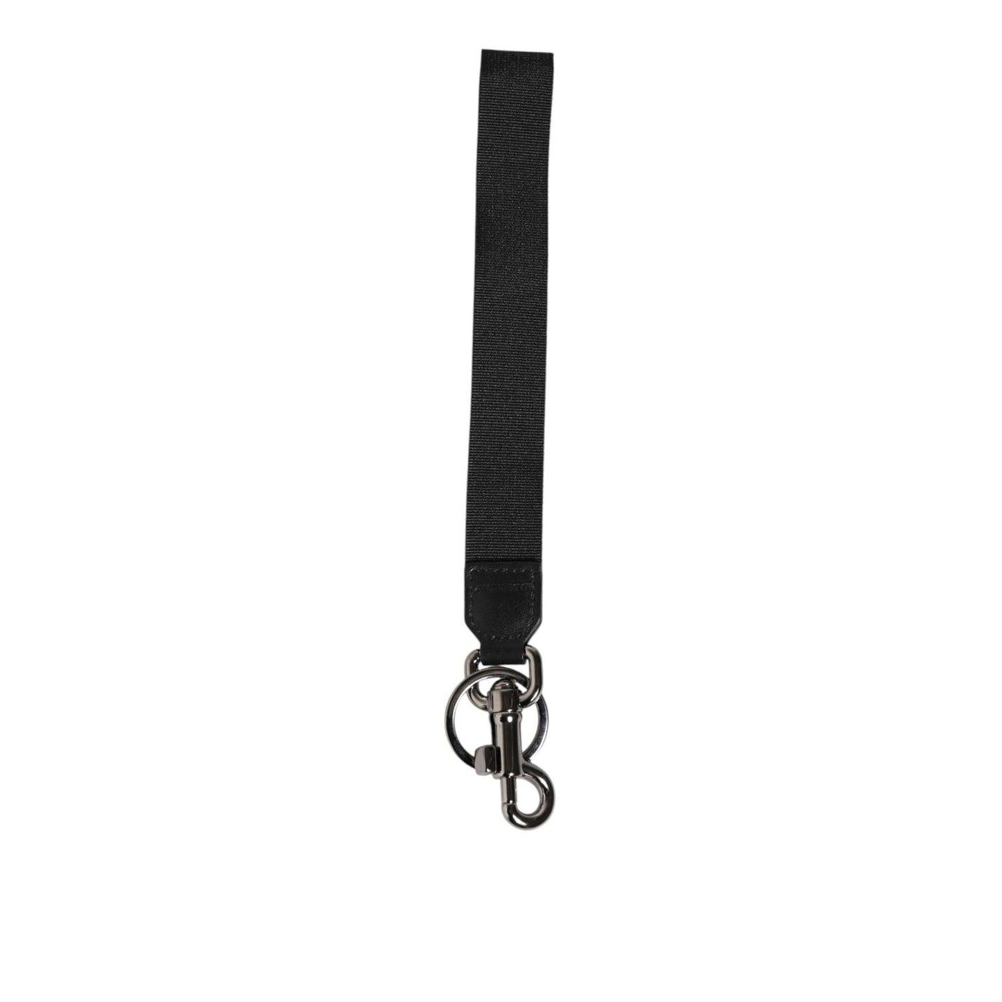 Dolce & Gabbana Black Red Logo Polyester Brass Holder Keychain Keyring
