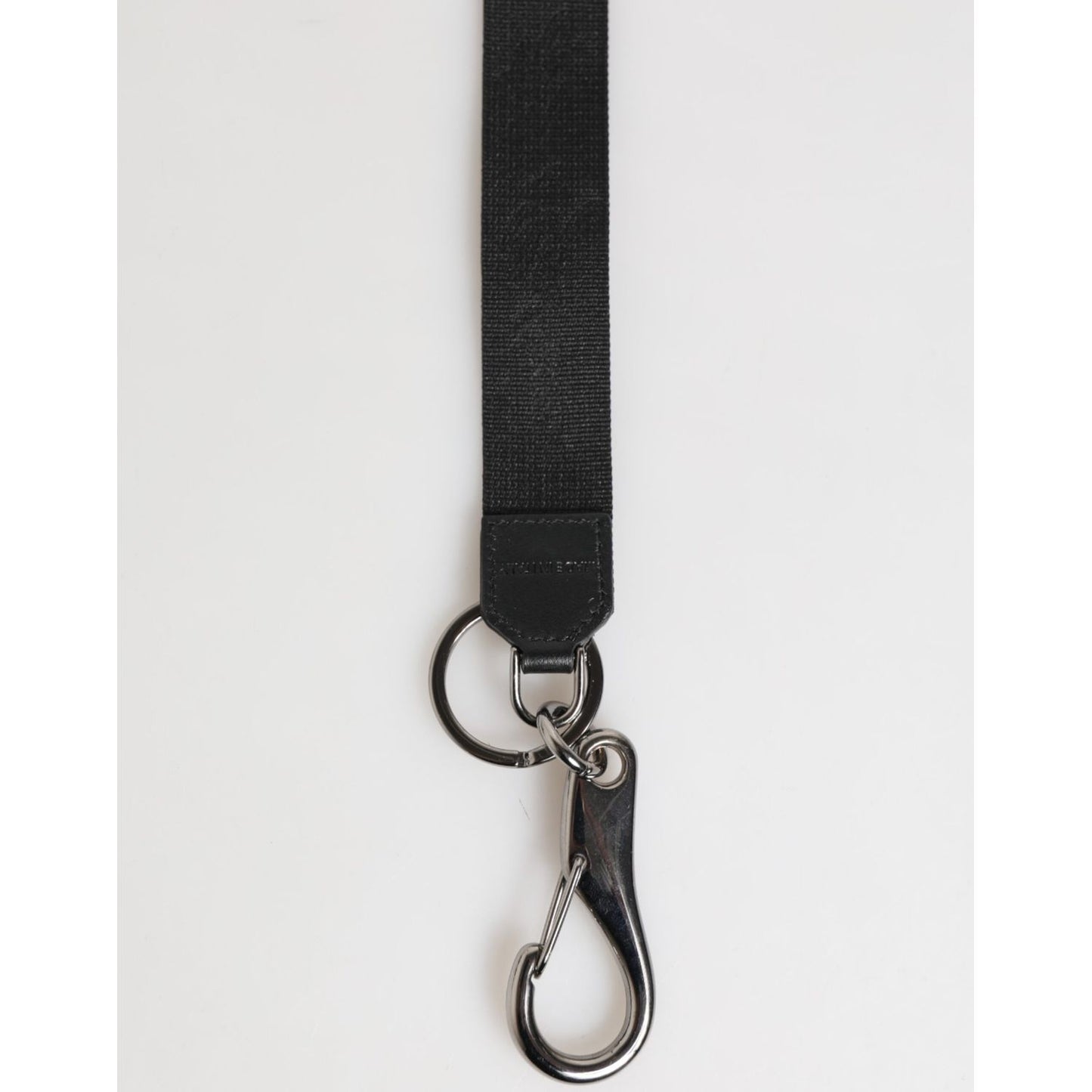 Dolce & Gabbana Black Red Polyester DG Logo Silver Men Keychain Keyring with silver-tone hardware and logo engraving
