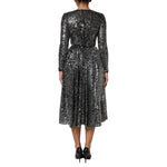 Dolce & Gabbana Black Sequined Long Sleeves Midi A-line Dress