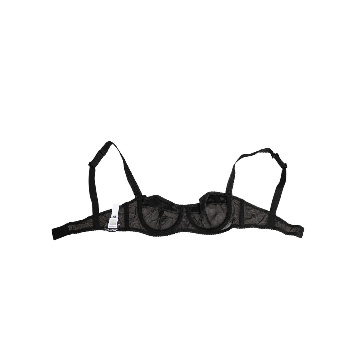 Dolce & Gabbana Black Sheer Mesh Underwire Bra Underwear with adjustable straps and two hook closure.