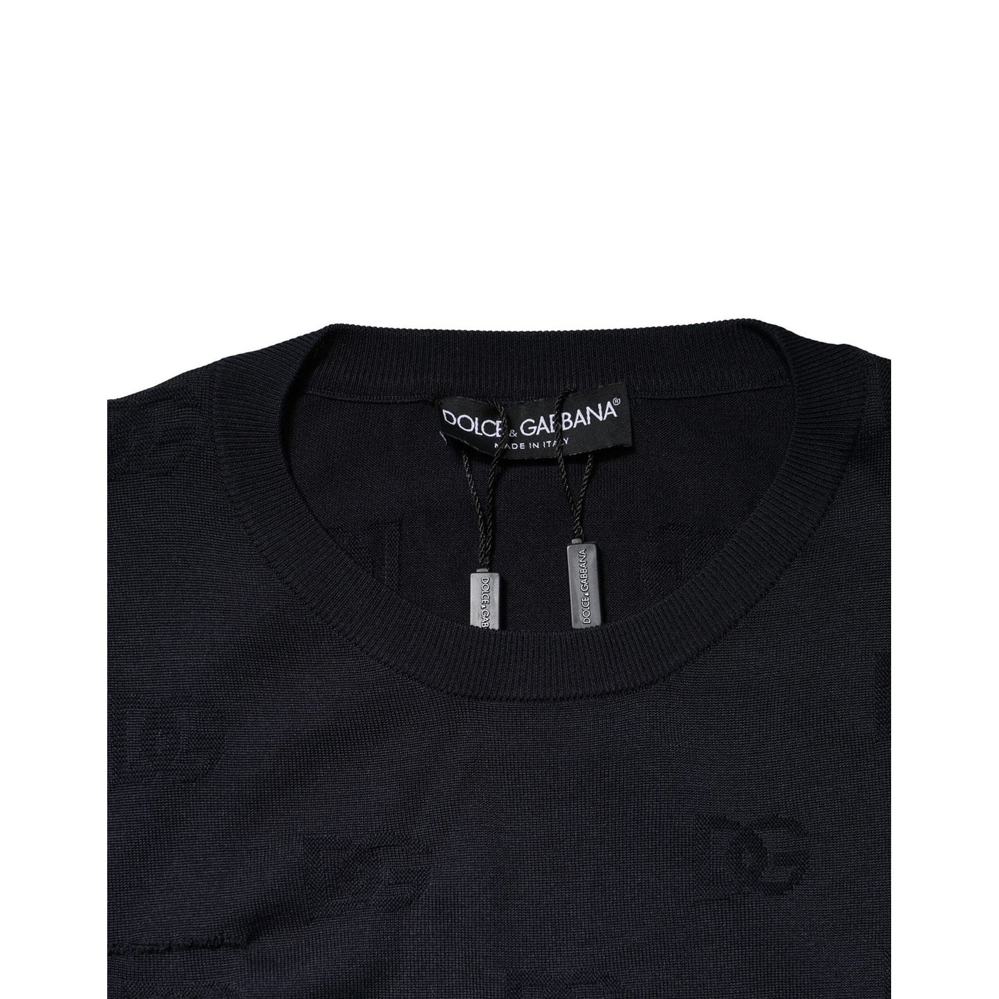 Dolce & Gabbana Black Silk Crew Neck Sweatshirt Sweater