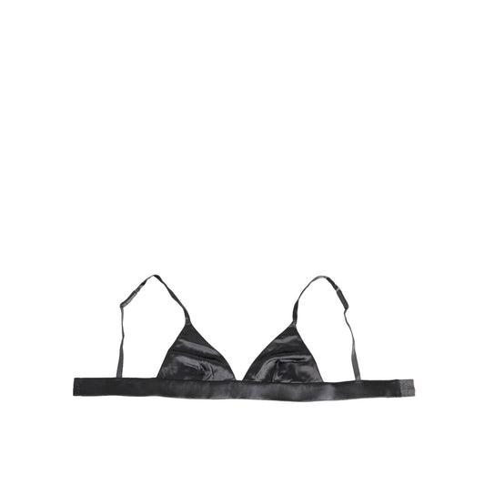 Dolce & Gabbana Black Silk Satin Triangle Soft Cup Underwear, elegant lingerie with soft cups, made from 94% silk, luxurious Italian design.