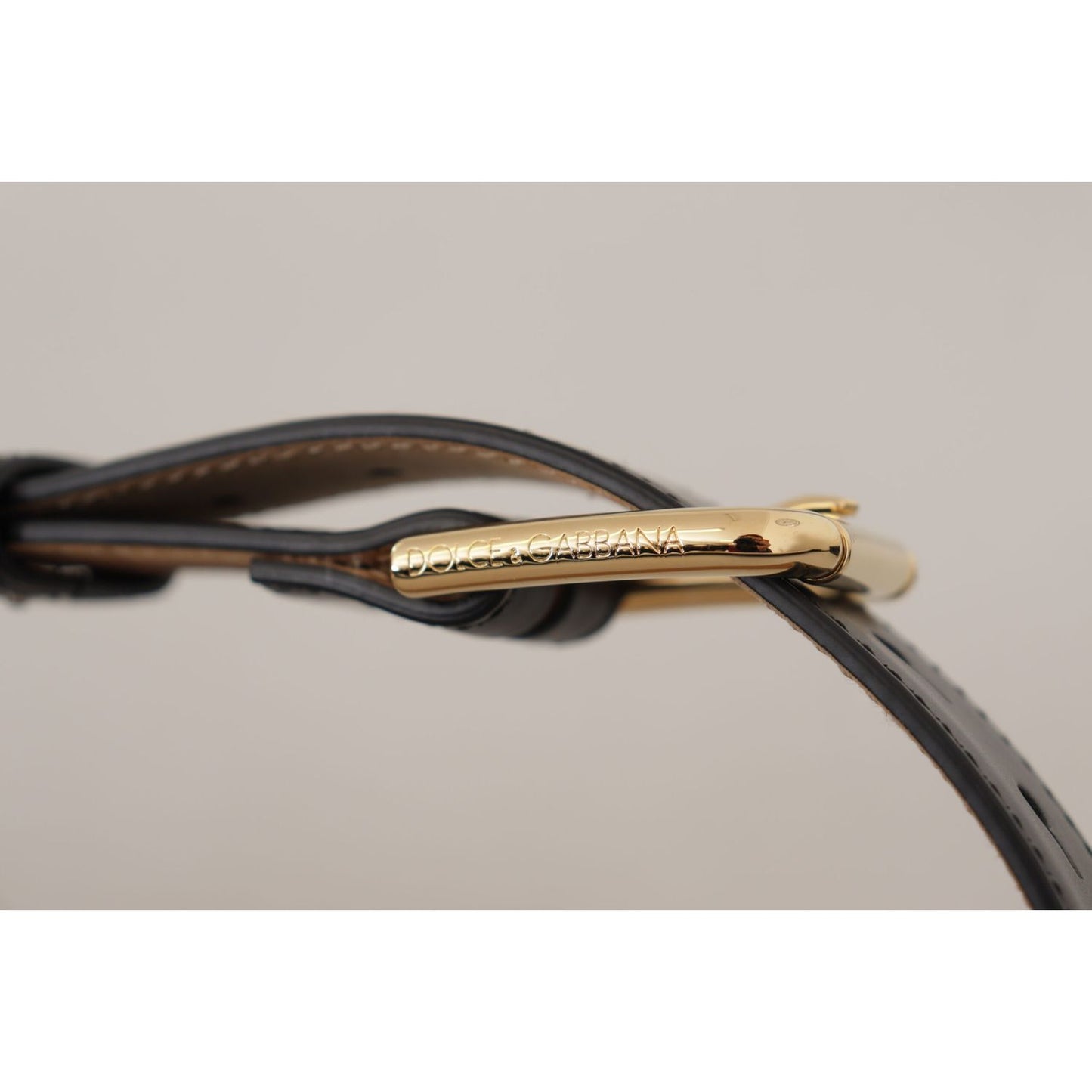 Dolce & Gabbana Black Solid Leather Classic Gold Waist Buckle Belt
