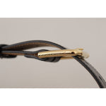 Dolce & Gabbana Black Solid Leather Classic Gold Waist Buckle Belt
