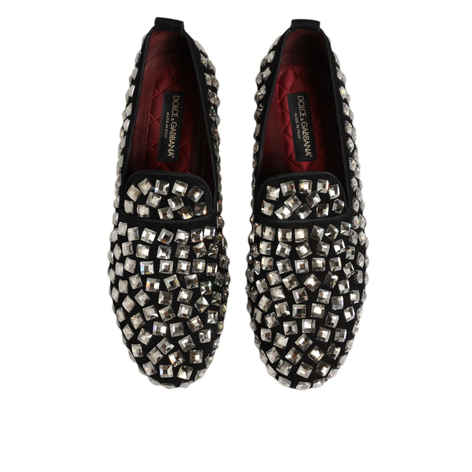Dolce & Gabbana Black Suede Crystals Loafers Men Dress Shoes