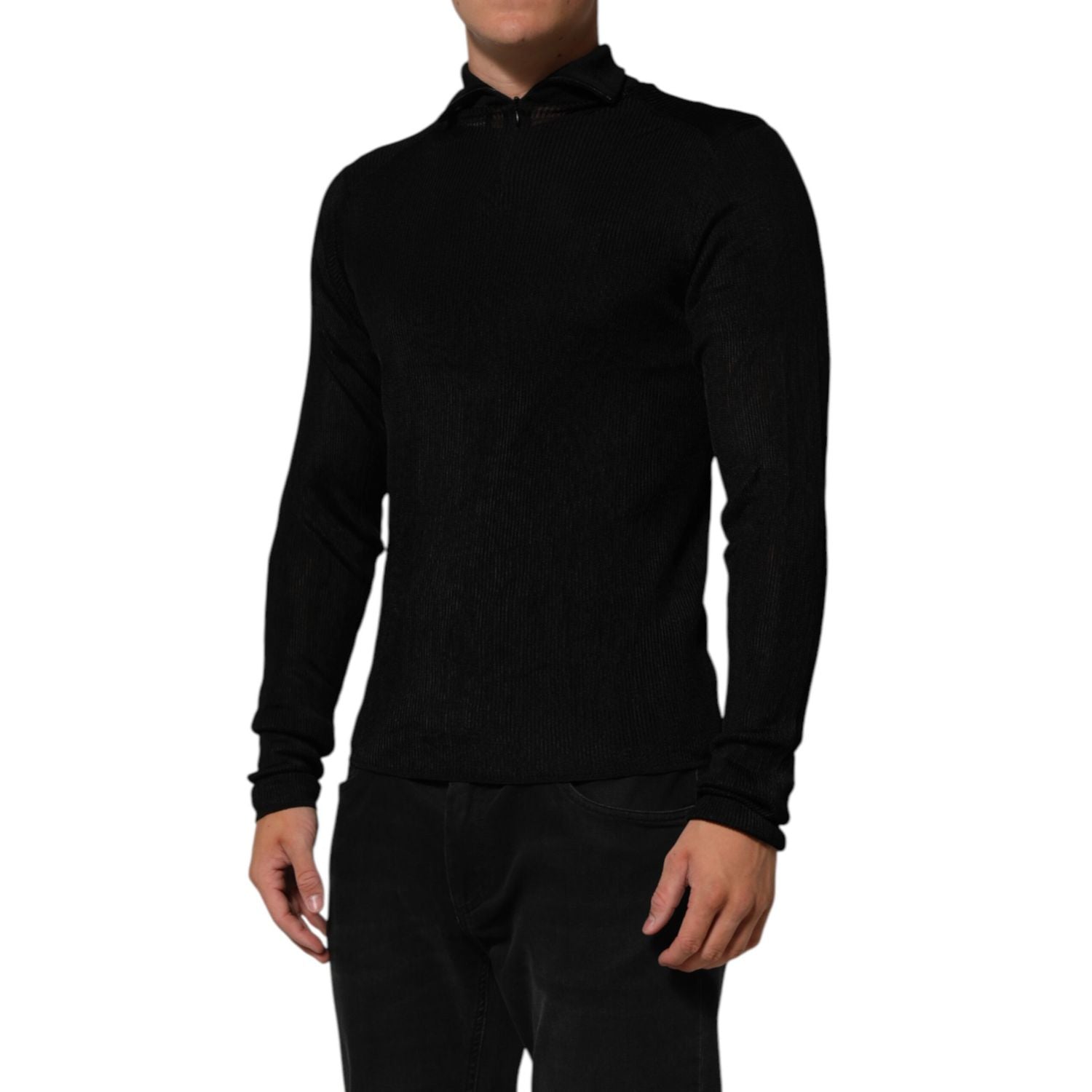 Dolce & Gabbana Black Viscose Turtle Neck Pullover Sweater