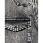 Dolce & Gabbana Black Washed Cotton Snap Long Sleeve Casual Shirt with distressed finish and logo detail on pocket.