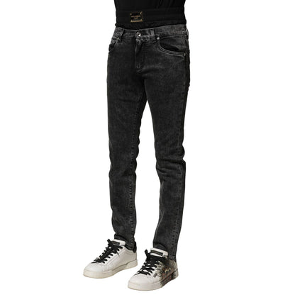 Dolce & Gabbana Black Washed Double Waistband Denim Jeans