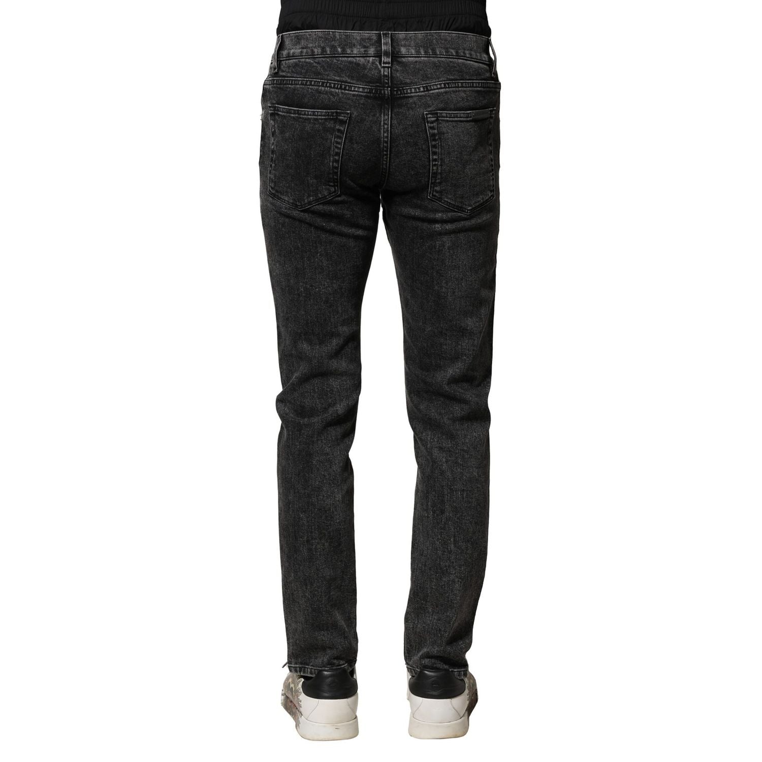 Dolce & Gabbana Black Washed Double Waistband Denim Jeans