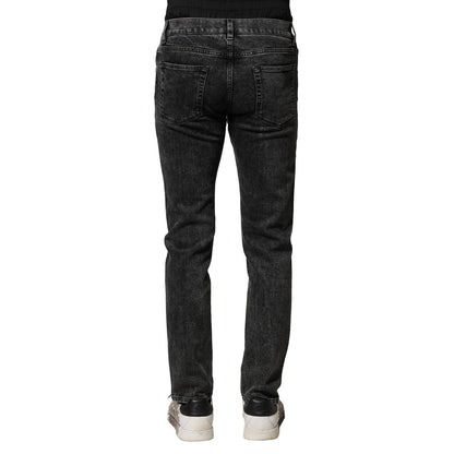 Dolce & Gabbana Black Washed Double Waistband Denim Jeans