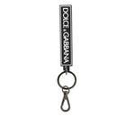 Dolce & Gabbana Black White DG Rubber Logo Silver Men's Holder Keyring