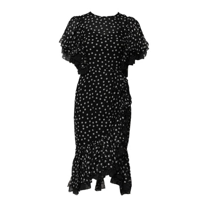 Dolce & Gabbana Black White Lace Polka Dot Chiffon Dress