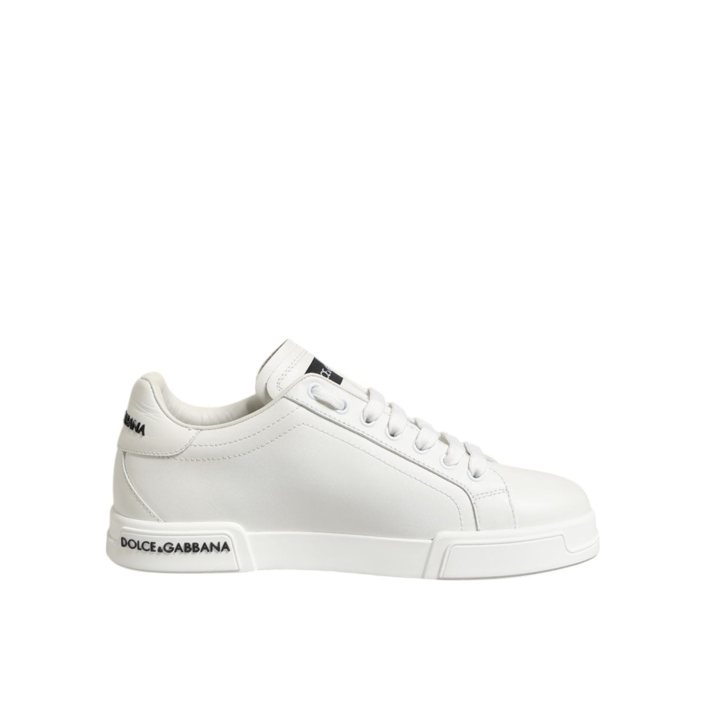 Dolce & Gabbana Black White Leather Portofino Sneaker Shoes