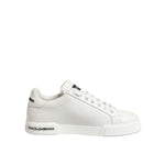 Dolce & Gabbana Black White Leather Portofino Sneaker Shoes