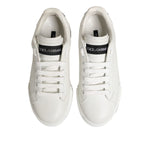 Dolce & Gabbana Black White Leather Portofino Sneaker Shoes
