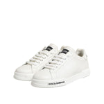 Dolce & Gabbana Black White Leather Portofino Sneaker Shoes