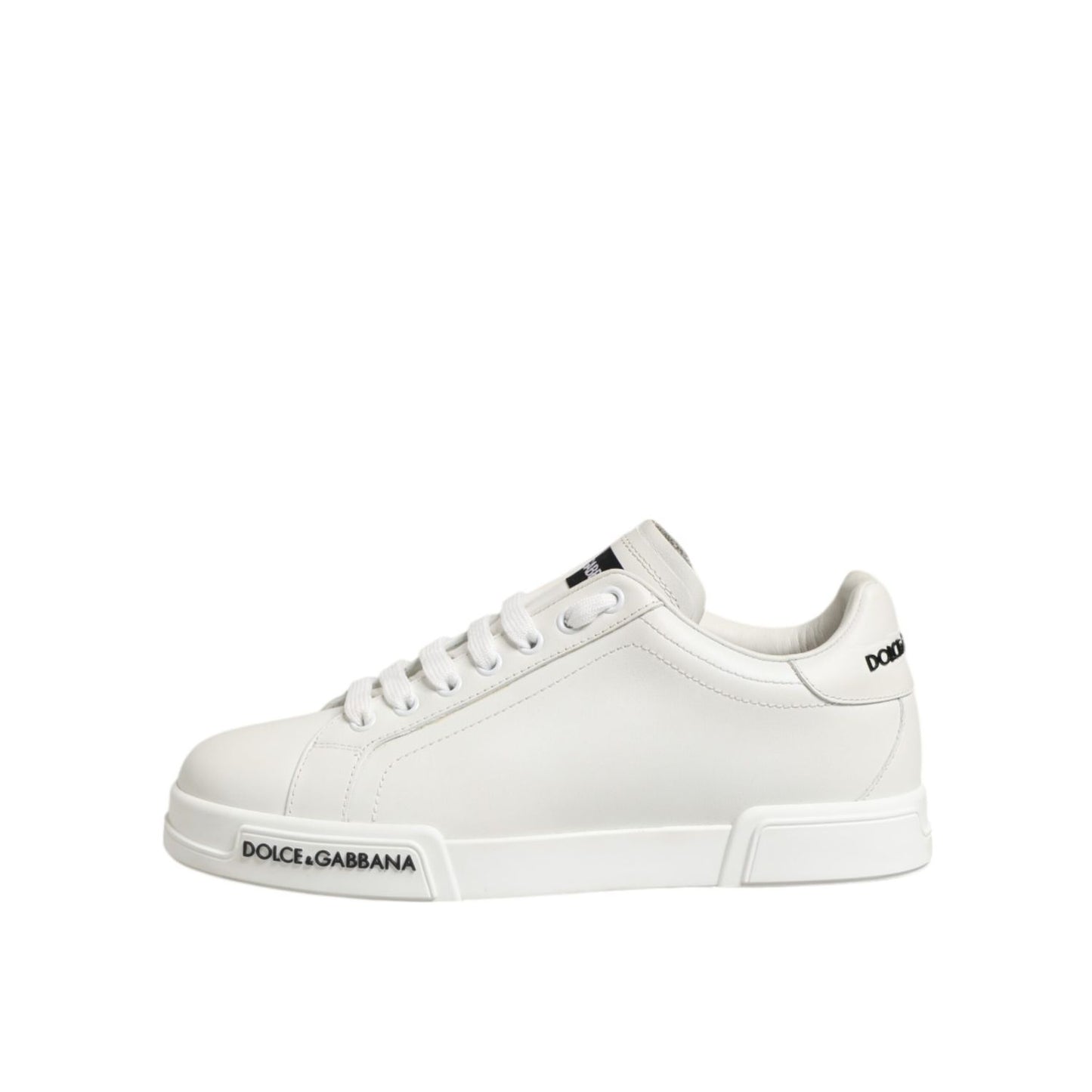Dolce & Gabbana Black White Leather Portofino Sneaker Shoes