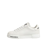 Dolce & Gabbana Black White Leather Portofino Sneaker Shoes