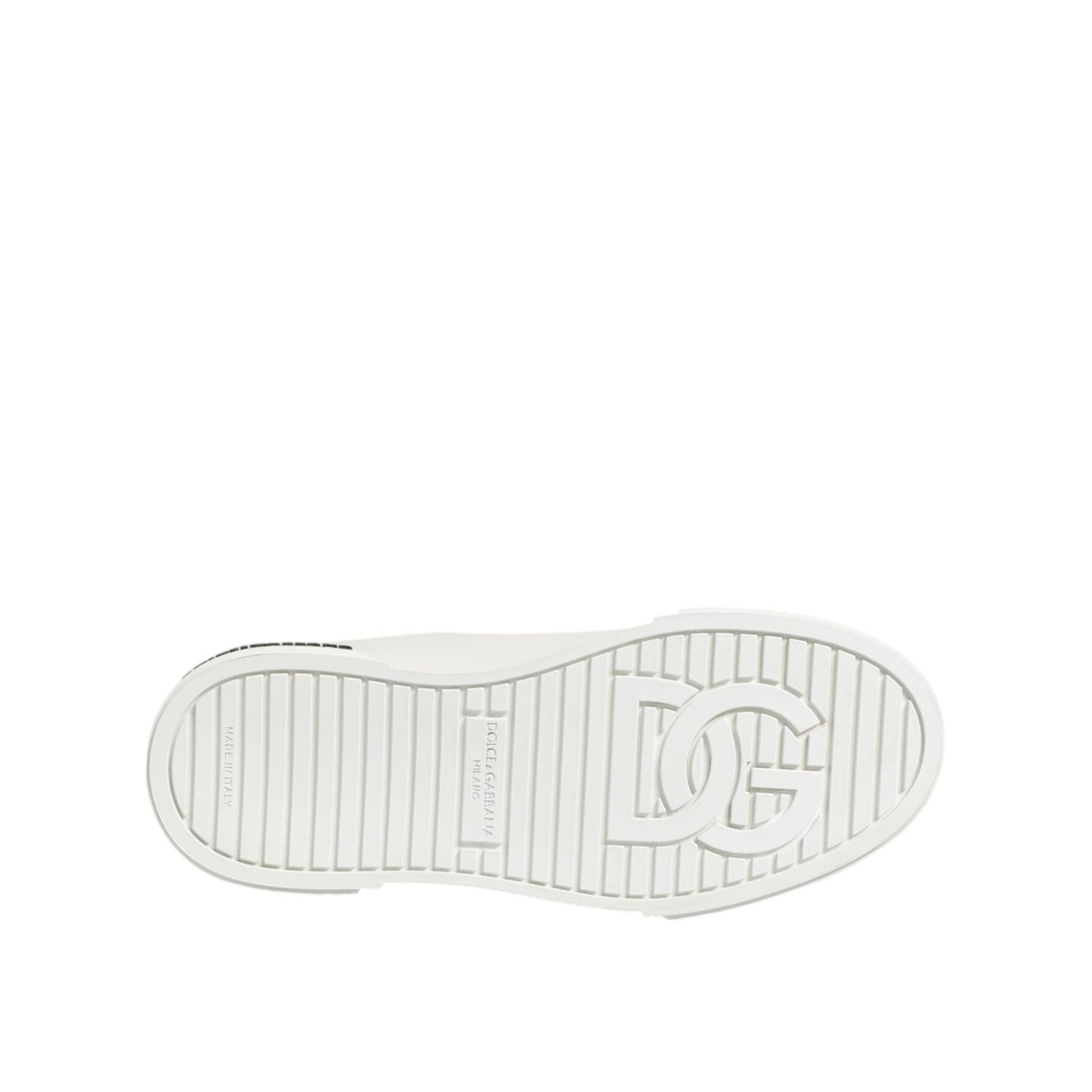 Dolce & Gabbana Black White Leather Portofino Sneaker Shoes