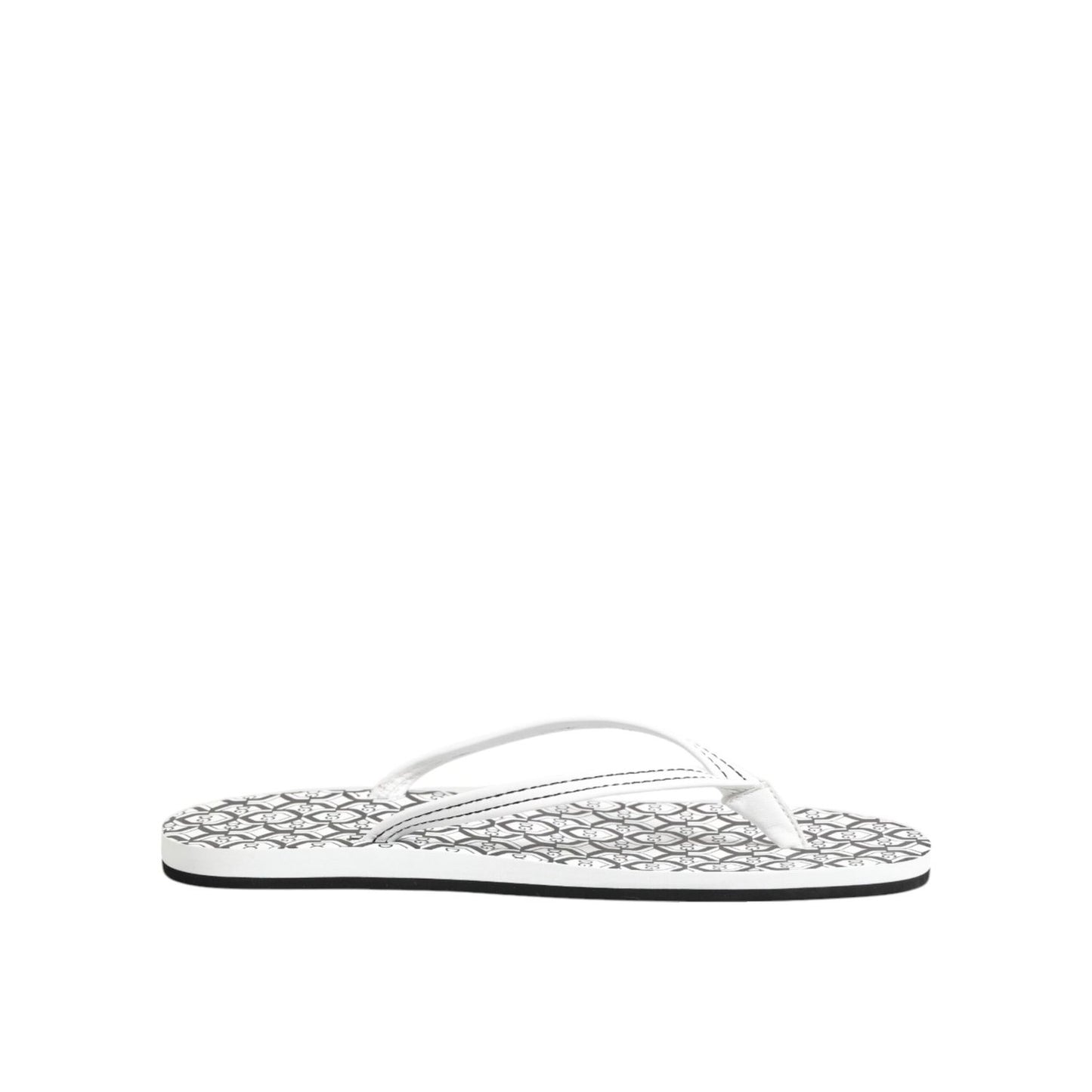 Dolce & Gabbana Black White Logo Beachwear Flats Slipper Shoes in high-quality calf leather with logo details, made in Italy.