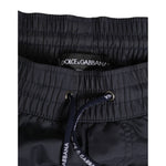 Dolce & Gabbana Black White Polyester Logo Elastic Waistband Swimwear with drawstring detail.
