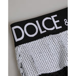Dolce & Gabbana Black White Sequin High Waist Panty Underwear with logo detail, showcasing elegant design and craftsmanship.