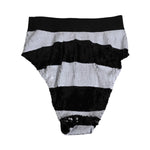 Dolce & Gabbana Black White Sequin High Waist Panty Underwear with elegant sequins and logo details, perfect for a bold fashion statement.
