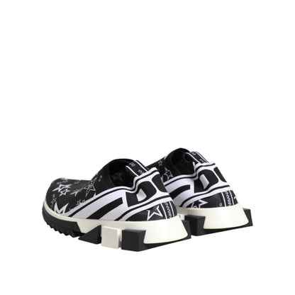 Dolce & Gabbana Black White Sorrento Low Top Sneakers Shoes with logo details and rubber sole, showcasing high craftsmanship.