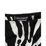 Dolce & Gabbana Black White Zebra Print Slip Briefs Underwear with logo detail, 95% silk, made in Italy.