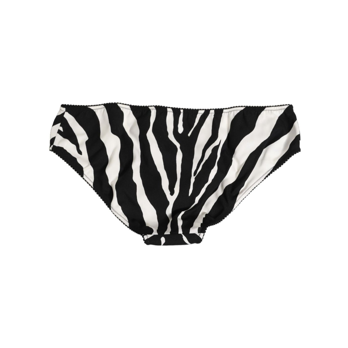 Dolce & Gabbana Black White Zebra Print Slip Briefs Underwear showcasing elegant zebra pattern.