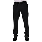 Dolce & Gabbana Black Wool Formal Dress Men Trousers Pants, featuring elegant design and high-quality material. Made in Italy.