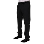 Dolce & Gabbana Black Wool Formal Dress Men Trousers Pants with zipper closure and logo details, made in Italy.