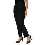 Dolce & Gabbana Black Wool HighWaist Tapered Trouser Pants