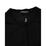Dolce & Gabbana Black Wool Knit Crew Neck Cardigan Sweater
