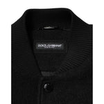 Dolce & Gabbana Black Wool Logo Plaque Bomber Jacket