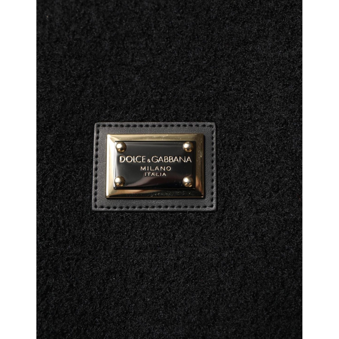Dolce & Gabbana Black Wool Logo Plaque Bomber Jacket