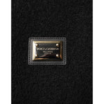 Dolce & Gabbana Black Wool Logo Plaque Bomber Jacket