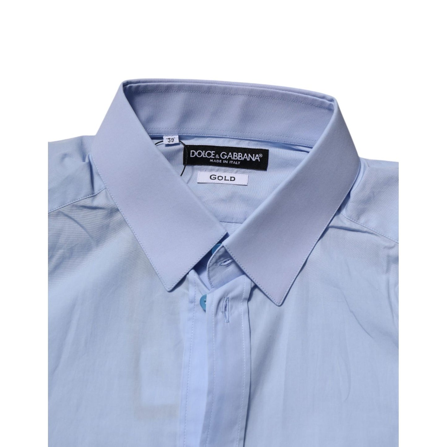Dolce & Gabbana Blue Cotton GOLD Long Sleeves Men Dress Shirt