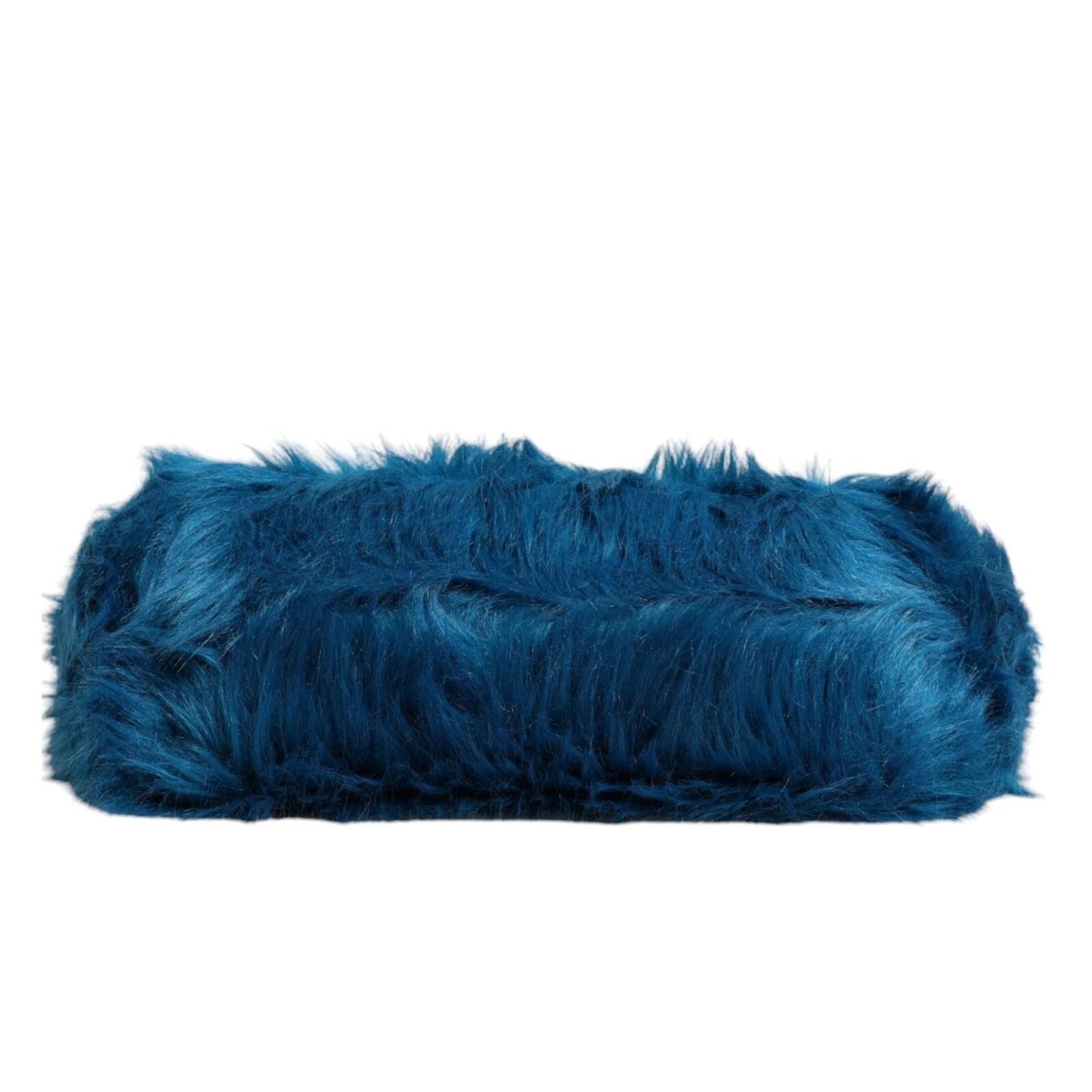 Dolce & Gabbana Blue Fur Logo Plaque Double Handle Shoulder Bag