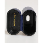Interior view of Dolce & Gabbana Blue Leather Logo Print Flip Holder Men Airpods Case with 'Made in Italy' detail.